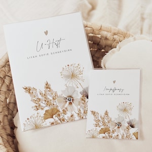 Set U-Heft und Impfpass personalisiert MIA, kleines Geschenk zur Geburt, Umschlag Hülle für U Heft, Schutzhülle mit Namen für Uheft und Impf