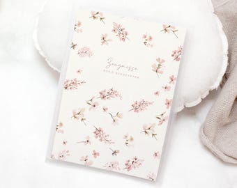 Personalized certificate folder ROSIE with pink flowers | Gift for girls starting school | Document folder with name | 20 transparent sheets