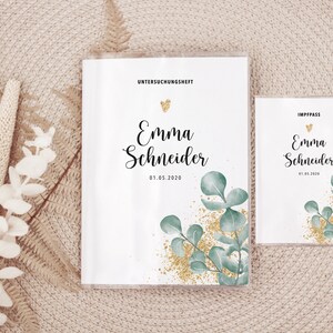 Set U-Heft und Impfpass personalisiert "Eucalyptus Gold", bitte Produktdetails lesen