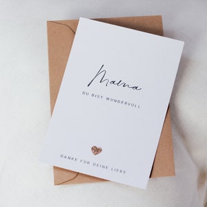 Die Muttertagskarte SANNA mit goldenem Herz – Sag Danke Mama mit stilvoller Karte voller Liebe, für den schönsten Muttertag aller Zeiten