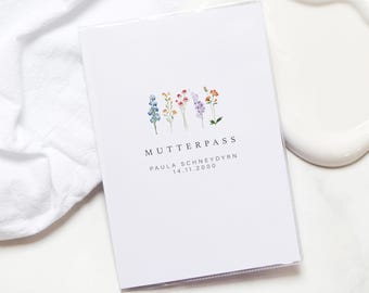 Personalized PAULA maternity record book cover – floral pattern – simple design – pregnancy gift – gift for pregnant women