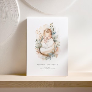 Geburtsposter "WILLIAM" für das Kinderzimmer, personalisiertes Wandbild mit Namen, Geschenkidee zur Geburt, Dekoration fürs Kinderzimmer