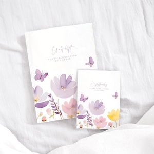 Personalisierte U-Heft & Impfpass Hülle FLORA für Mädchen – mit buntem Blumenmotiv, U Heft  Schutzumschlag, Geschenk fürs Baby zur Geburt