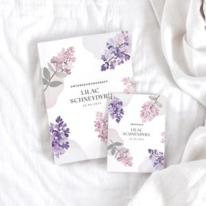 Personalisierte U-Heft & Impfpass Hülle LILAC, Florales Design mit Flieder, Schutzumschlag mit Namen für Mädchen, Geschenk für Baby Mädchen