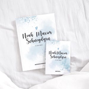 Set U-Heft und Impfpass personalisiert BLUE STARDUST, Geschenk zur Geburt, Schutzhülle mit Namen, Geschenkidee für Baby Mädchen und Jungen