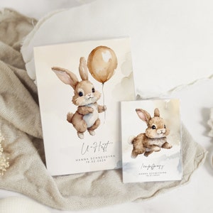 Set U-Heft und Impfpass personalisiert HASE, Geschenk zur Geburt, Schutzhülle mit Namen, Geschenkidee für Baby Mädchen & Jungen, Hasenkind