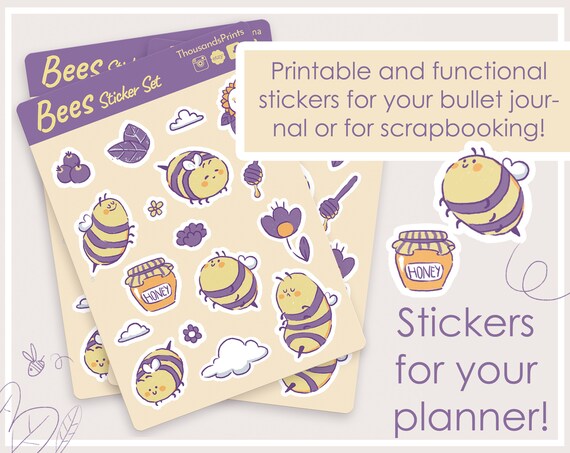 Download Bee Clipart Cute Bees For Print Like Stickers For Planner Etsy