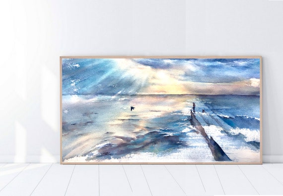 Download Large Abstract Seascape Painting Seascape Watercolor Seascape Etsy