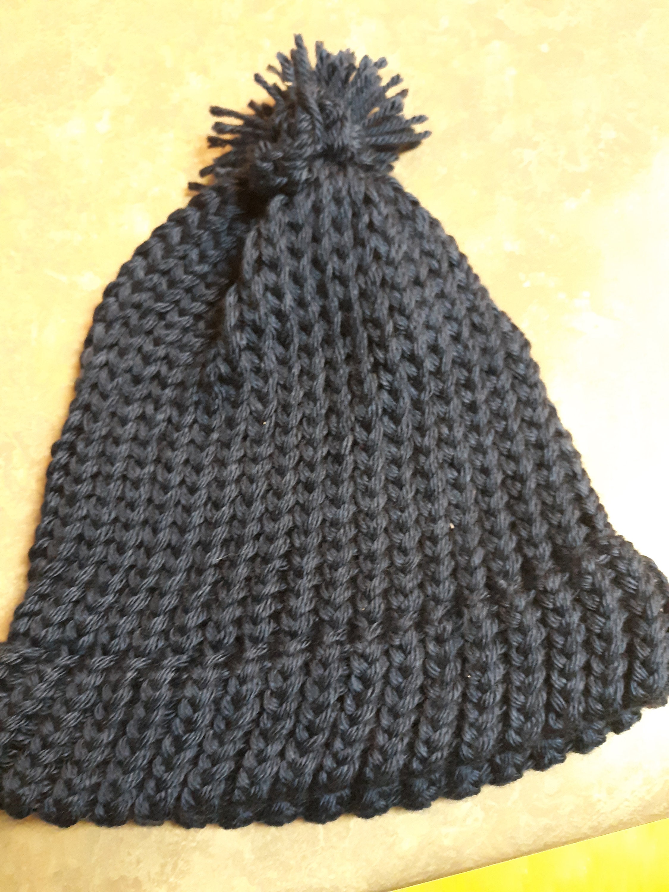 Navy Blue Knit Beanie Hat Etsy