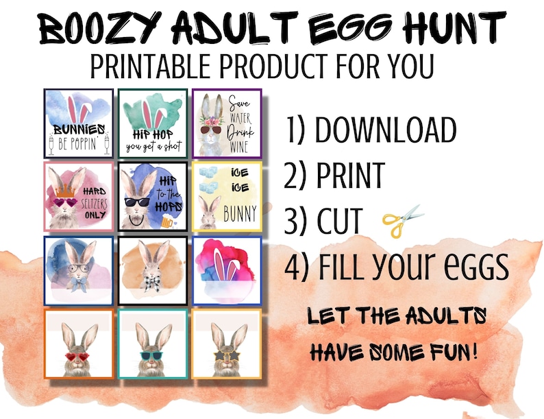 Easter Egg Hunt Drinking Game Printable Scavenger Hunt Adult Easter Egg Fillables Etsy