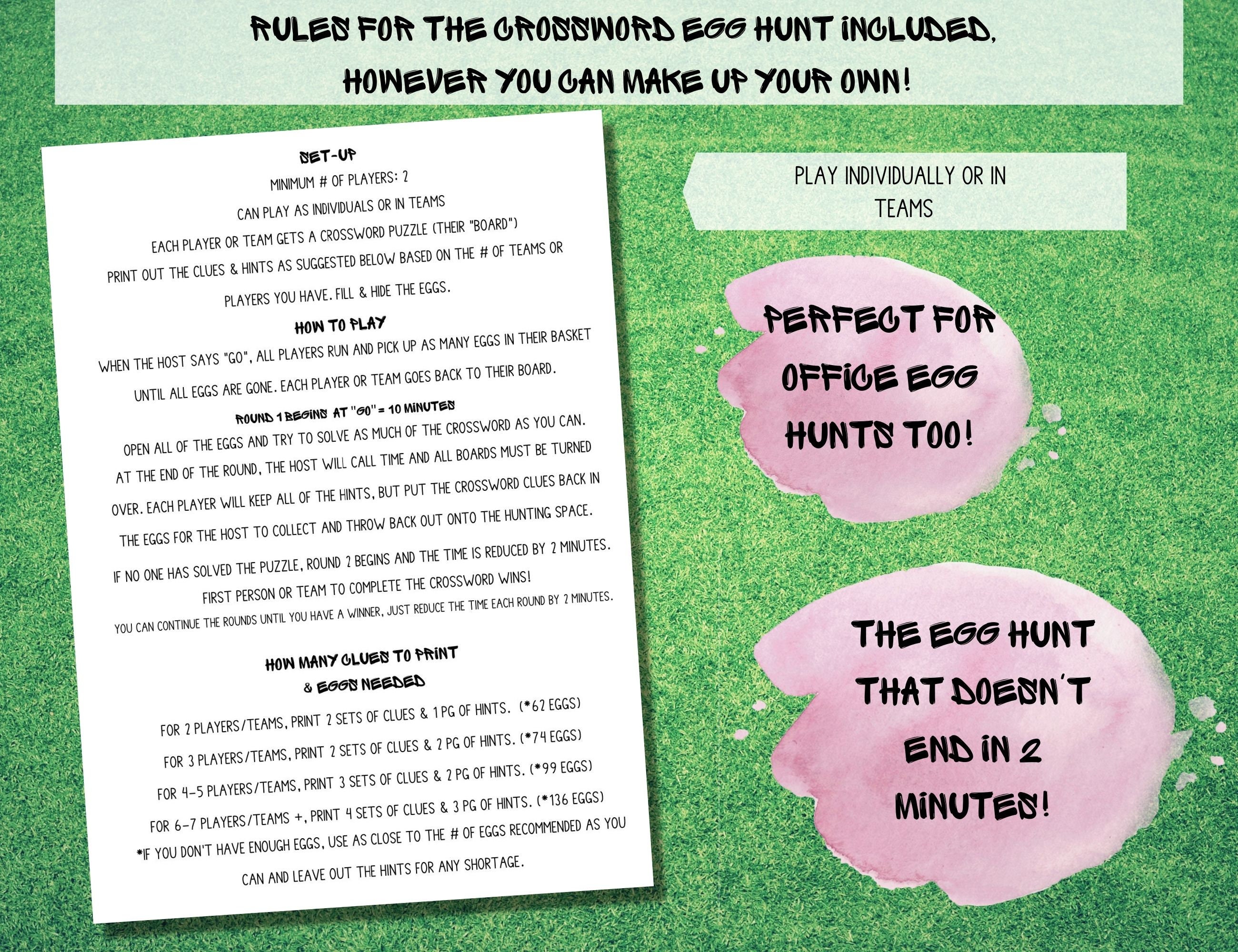 Easter Egg Hunt Game Printable Scavenger Hunt For Adults & Kids Easter Egg Fillables Crossword Egg Hunt