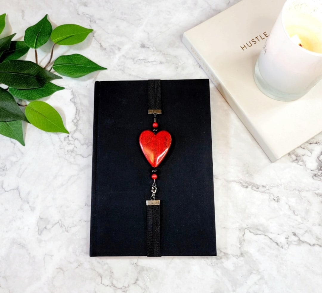 Elastic Bookmark, Adjustable, Black and Red. - Etsy