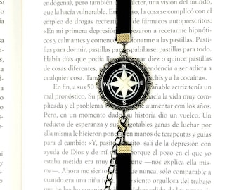Elastic bookmark, adjustable,compass cameo.
