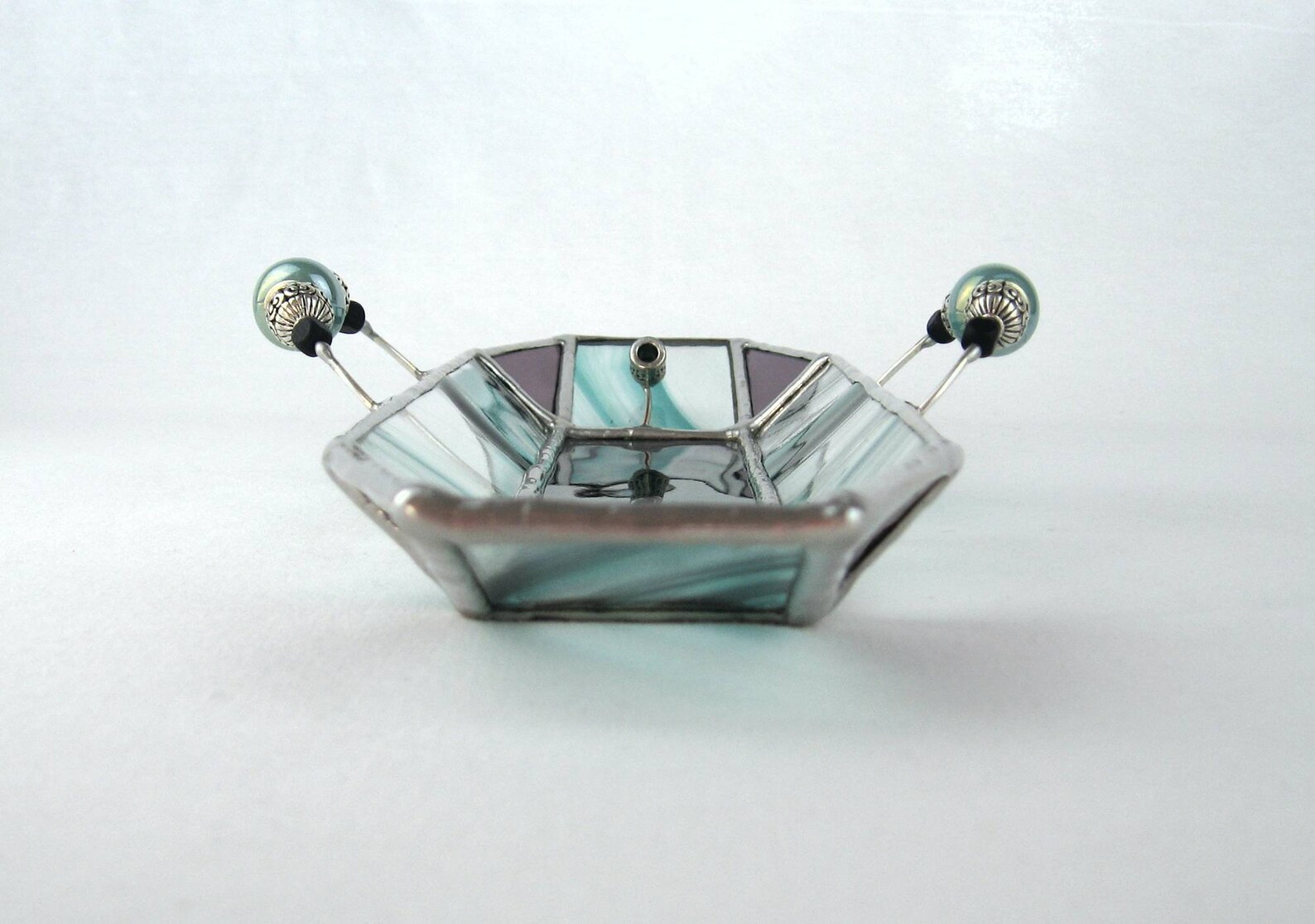 Purple Green Stained Glass Incense Holder Iridescent Ash Etsy