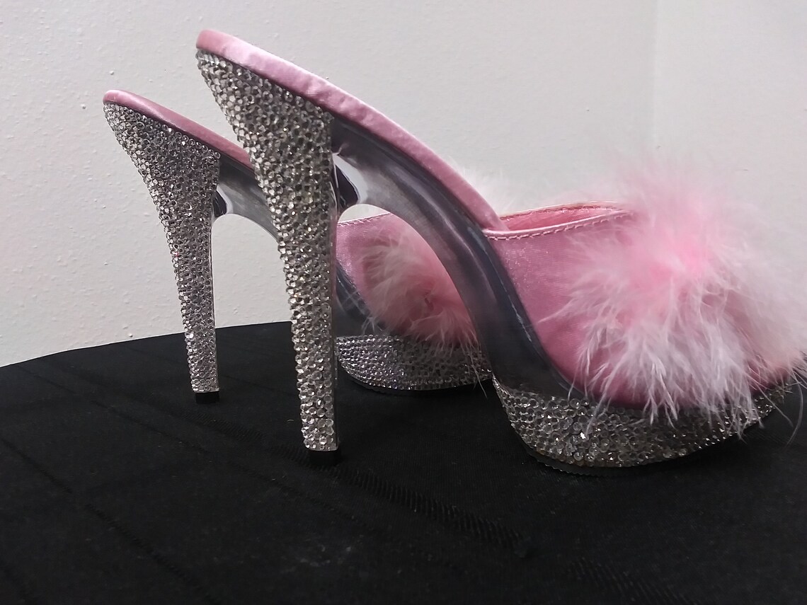 feather strappy heels