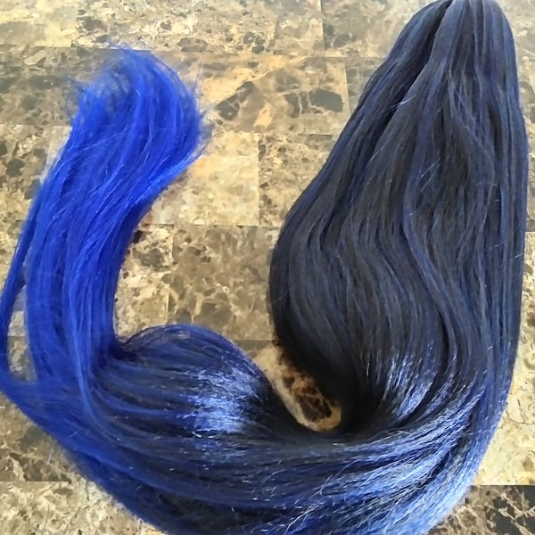 Blue Ombre Ponytail, Long Ponytail Extension, Blue Cosplay Hair, 22 Inch Ponytail