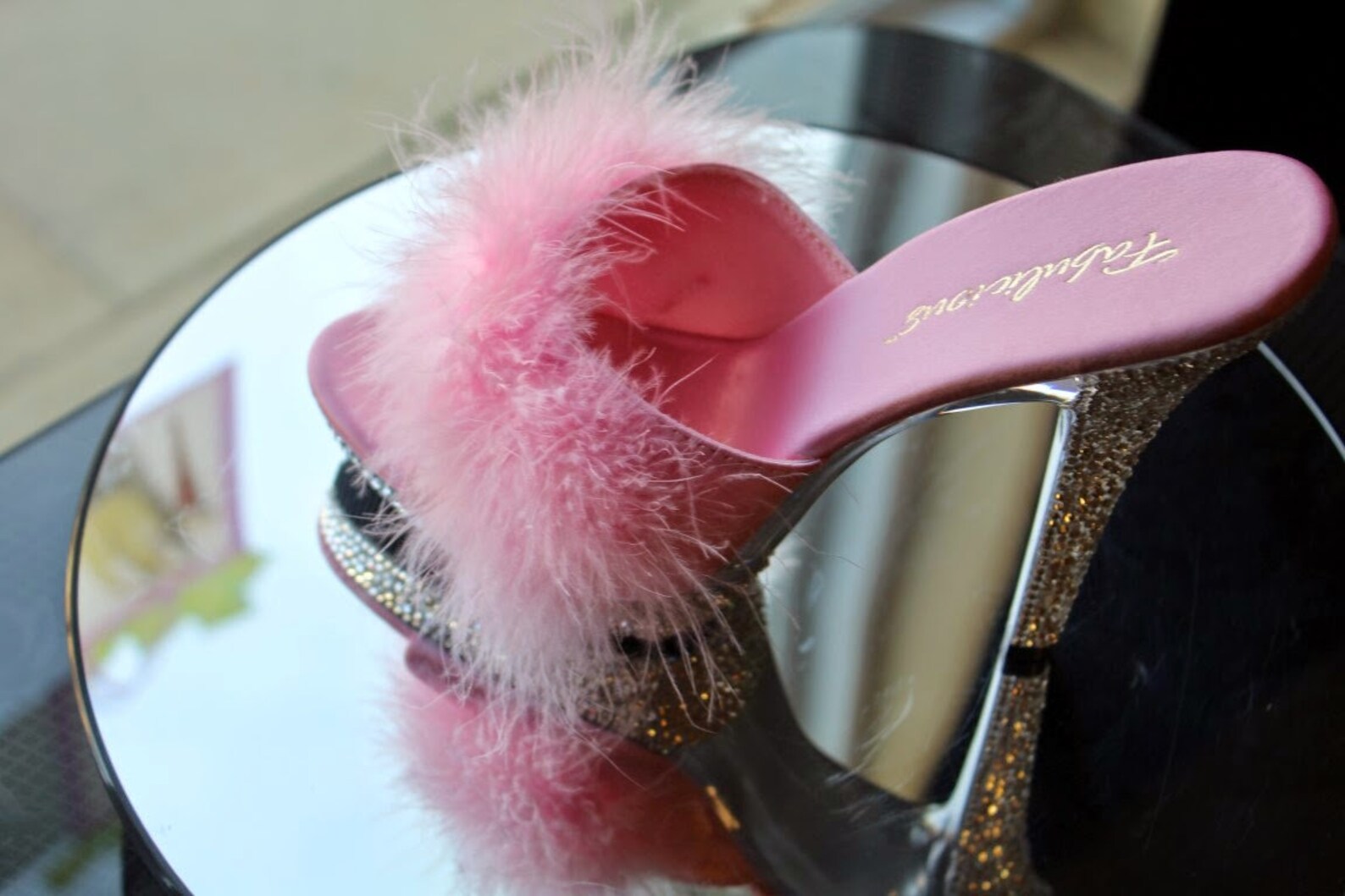 feather strappy heels