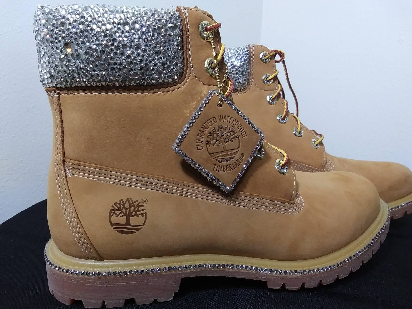 Black sparkly cheap timberlands