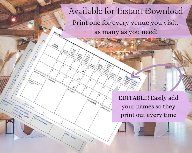 cost tracker wedding venue checklist printable for budget etsy