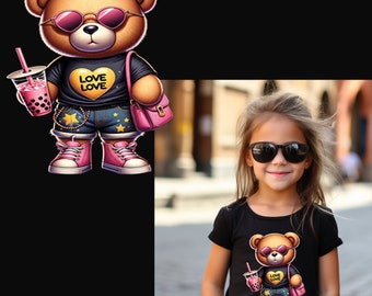 Cool  teddy bear png files for sublimation shirt sublimation png for Colorful png design,hoodie designs,sublimation designs for shirts