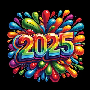 Gelukkig nieuwjaar 2025 digitale download png, sublimatieontwerp voor sweatshirts, oudejaarsshirt png, nieuwjaarsbord, ornament 2025