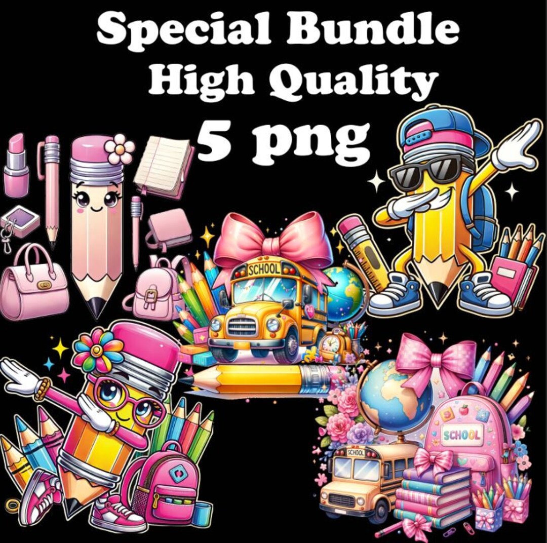 Back to School Bundle PNG Digital Design,classroom Art, Chalkboard Png ...