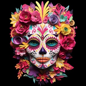 Dia de los Muertos 3D Art d'Halloween Tendance Décoration d'intérieur unique fantasmagorique Cartes de voeux Décoration d'Halloween Design 3D coloré Décoration tendance