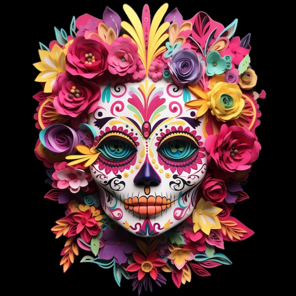 3D Dia de los Muertos Halloween Art Tendance Unique Spooktacular Home Decor Cartes de vœux Halloween Décor Coloré 3D Design Trendy Decor