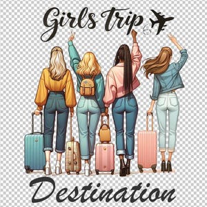 Mädchen Reise Grafik, Mädchen Reise Design, Mädchen Freunde Reise Mädchen png Kunst BFF Reise Illustration Freundschaft Geschenk