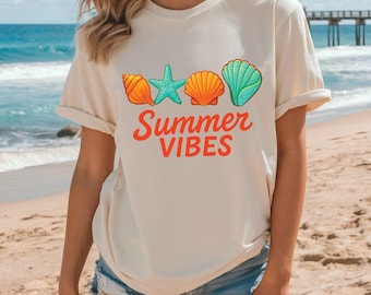 Sea Summer PNG, Seashell Shirt PNG, Boho Beach Sublimation Design, Tropical Aesthetic Pink Summer Vibes, Ocean Lover Gift,Summer Tee for Her