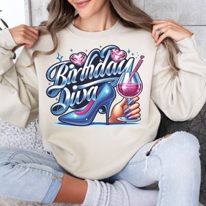 Birthday Diva Blue PNG Sublimation Design  Birthday Party Queen PNG  Instant Download Sublimate Design, Popular bday party png trendy design