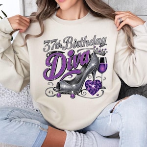37th Birthday Diva green PNG Sublimation Design  Birthday Party Queen PNG Instant Download Sublimate Design,Popular bday party trendy design