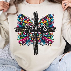 Vibrant Floral Christian Butterfly PNG: Inspiring Bible Verse Motivational Quote for Sublimation Shirt Design trendy png Digital Download