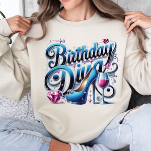 Birthday Diva Blue PNG Sublimation Design  Birthday Party Queen PNG  Instant Download Sublimate Design, Popular bday party png trendy design
