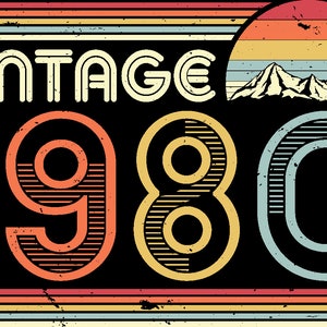 Vintage 1980 png Digital Download Sublimation Screen Print Design Graphic popular