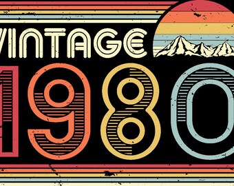 Vintage 1980 png Digital Download Sublimation Screen Print Design Graphic popular