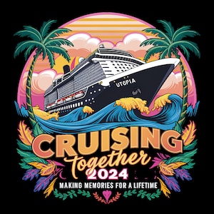 クルージング・トゥギャザー 2024 水彩 PNG | トロピカル昇華 | バケーション デジタルダウンロード | トレンディな旅行デザイン 人気のクルーズ船 PNG