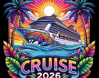 Cruise 2026 Watercolor PNG | Tropical Sublimation | Vacation Digital Download | Trendy Travel Design Popular Cruise Ship PNG