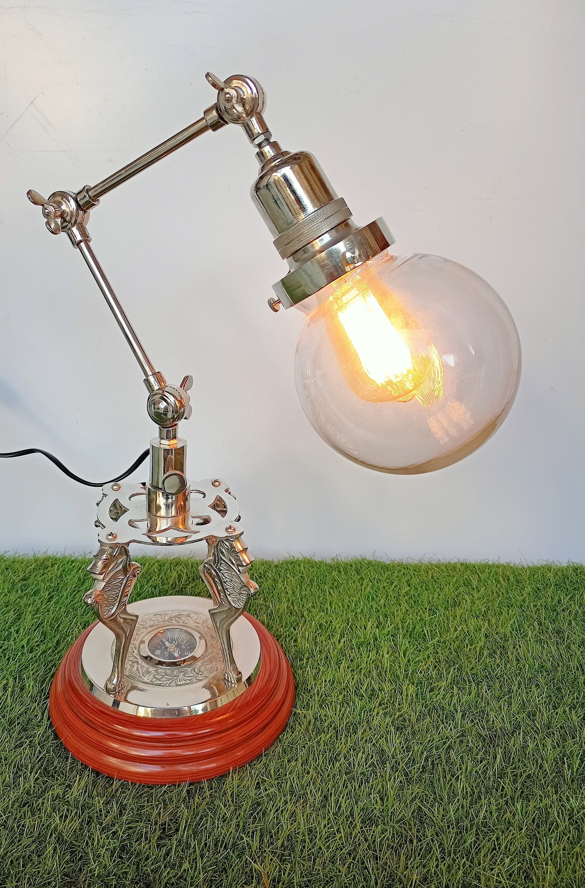 Vintage style table lamp E27 screw Edison bulb Glass Ball Etsy