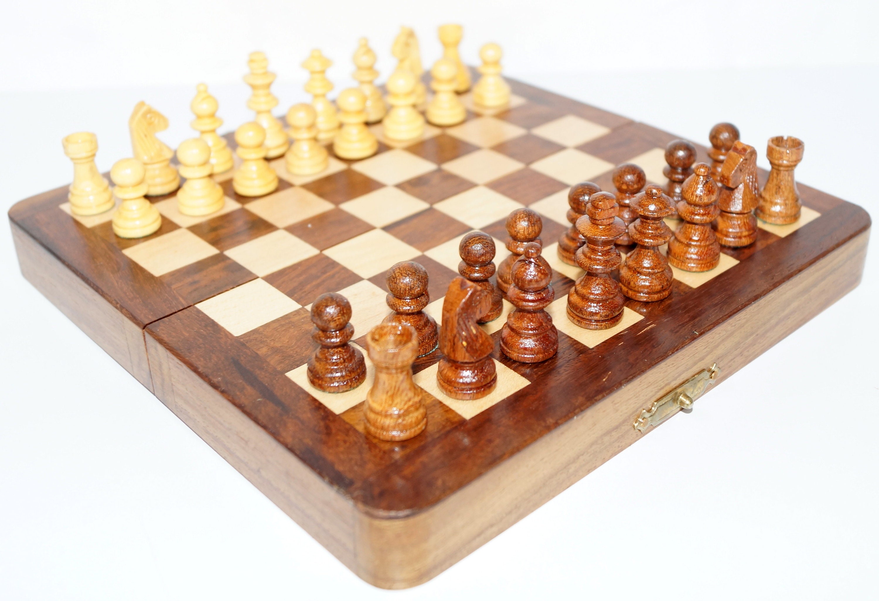 Diy Folding Chess Board Wooden Small Chess Set with Folding Board Wooden Chess Set | Etsy