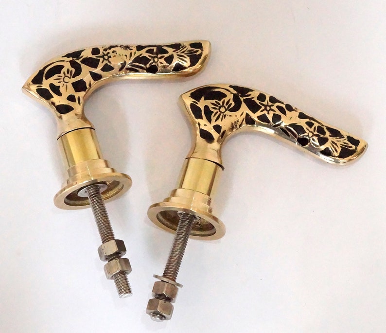 Set of 2 Pieces Designer brass door handles Golden Black Color Heavy Duty Knobs Push /& Pulls