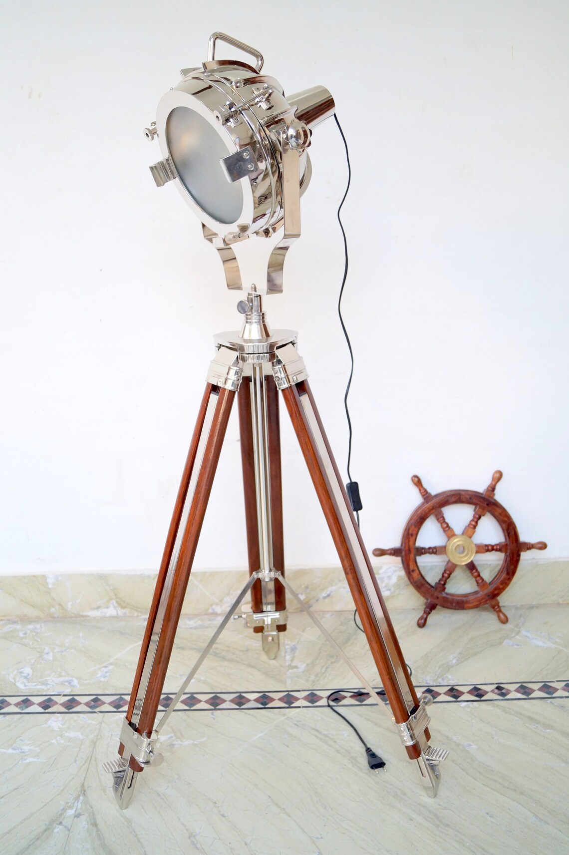 Big spotlight searchlight tripod floor lamp stand Decorative Etsy