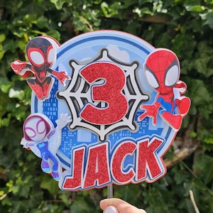 Personalised Custom Spider Cake Topper, 3D Layered Superhero Cake Topper with Name & Age, Spider Birthday Party Decor, Glitter Topper