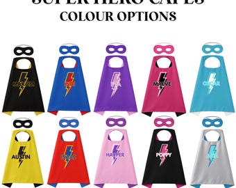 Personalized Superhero Cape & Mask - Custom Lightning Bolt Costume, Double-Sided Kids Dress-Up