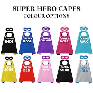 Personalised Superhero Cape & Mask Set – Double-Sided Kids Cape with Custom Super Name | Hero Dress-Up Costume, Birthday Gift for Children