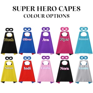 Personalised Superhero Cape & Mask – Custom Block Name Design | Double-Sided Kids Cape | Dress-Up Gift, Birthday Party Costume