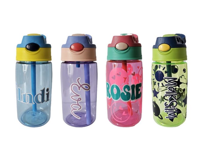 Botella de agua personalizada para niños pop it. Lonchera escolar ...