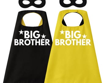 Conjunto personalizado de capa y máscara de superhéroe de Gran Hermano: regalo para anunciar un bebé