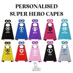 Personalised Superhero Cape & Mask Set – Double-Sided Kids Cape with Custom Name | Hero Dress-Up Costume, Birthday Gift for Children