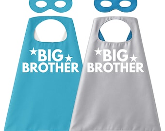 Conjunto personalizado de capa y máscara de superhéroe para el Hermano Mayor - Disfraz personalizado - Anuncio de nacimiento - Revelación de género